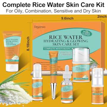 Womens & Teens Wife Christmas Gift Ideas,Skin Care Set,Professional Hydrate Glow Repair Anti-Aging Rice Water Facial Skin Care Routine Kit,Skincare Gift Set for Teenage Girl Womens Gifts for Christmas