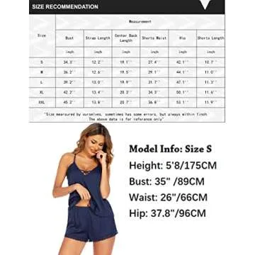 Ekouaer Satin Pajamas Set Sleepwear Womens Sexy Lingerie Cami Shorts Set Nightwear Navy Blue Small