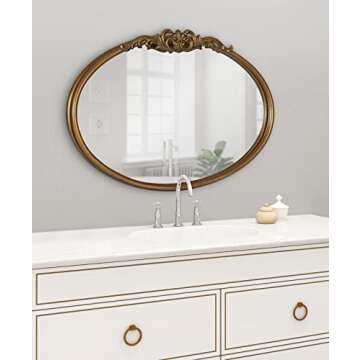 Kate and Laurel Arendahl Glam Ornate Mirror, 27 x 18.75, Gold, Traditional Baroque Inspired Wall Dec...