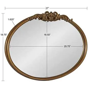 Kate and Laurel Arendahl Glam Ornate Mirror, 27 x 18.75, Gold, Traditional Baroque Inspired Wall Decor