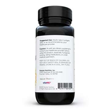 SMARTERNUTRITION Smarter Nutrition Plant-Based Vitamin D3 with Vegan K2-5000 IU for Immune Support, Bone Health & Arterial Protection in Vegetarian Softgels (60 Count (Pack of 1))