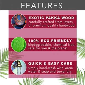 Island Bamboo Pakkawood Ice Cream Server Set –Heavy Duty Ice Cream Scoop with Wooden Handle + 5 Ma...