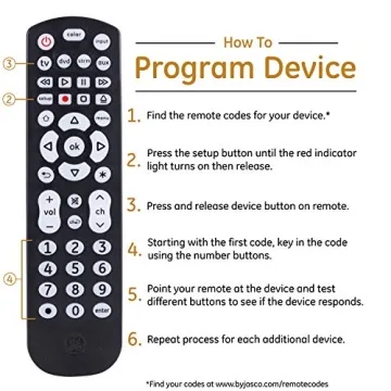 GE Color Select Backlit Buttons Universal Remote Control, Samsung TV Remote Control Replacement, Samsung Remote Control for Smart TV, Roku Remote Replacement, Vizio, LG TV, Sony, 4-Device, Black 44220