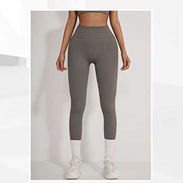 ABOCIW Seamless Ribbed Workout Sets Women 2 Piece GMY Yoga One Shoulder Sport BraTummy Control High Waist Leggings Sets Exercise Tracksuit Gray Large