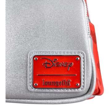Loungefly Disney Minnie Mouse Red and Silver Womens Double Strap Shoulder Bag Purse