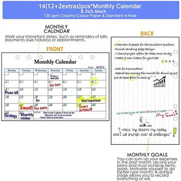 2023 Weekly & Monthly Planner & 6-Hole Budget System Refill for Budget Binder Cover, Budgeting Cash Envelopes Wallet, Budget Planner Money Envelopes (A5, 6-Hole Punched, Warm colours)