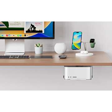 SENGTEK Under Desk Mount for Apple Mac Studio M1 M2, Mac Mini (2010-2023) - Dust-Free, Clutter-Free, Scratch-Free, Aluminum, Quick Removal & Easy Installation
