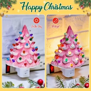 Brightown Valentine's Day Ceramic Christmas Tree Night Light