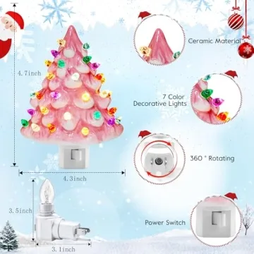 Brightown Valentine's Day Ceramic Christmas Tree Night Light