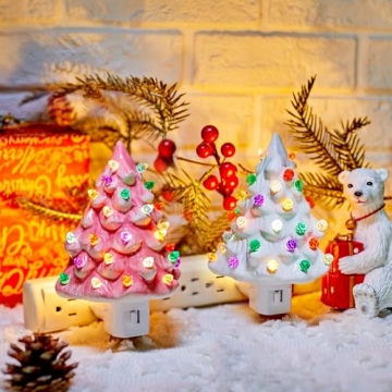 Brightown Valentine's Day Ceramic Christmas Tree Night Light