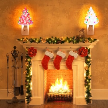 Brightown Valentine's Day Ceramic Christmas Tree Night Light