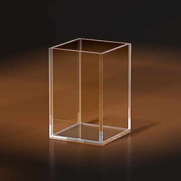 HIIMIEI Acrylic Pen Holder, Desk Accessories Pencil Cup For Pen Marker Ruler Eraser, Clear Acrylic Makeup Organizers For Makeup Brush, Nail Polish, Tweezers, Eye Black, Eyeliner(3x3x4.4, 2 Cubes)