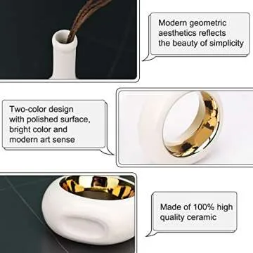 Elegant White and Gold Ceramic Vases for Home Decor