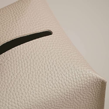 OLETHA Square Tissue Box Cover - Aesthetic Desk Decor for Room, Home & Office - Tissues Cube Boxes Holder - Light Taupe