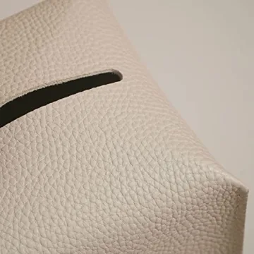 OLETHA Square Tissue Box Cover - Aesthetic Desk Decor for Room, Home & Office - Tissues Cube Boxes Holder - Light Taupe