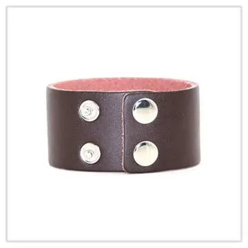 Mgutillart Punk Metal Buckle Wristband Wide Leather Cuff Bracelet(Brown)