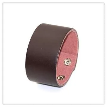 Mgutillart Punk Metal Buckle Wristband Wide Leather Cuff Bracelet(Brown)