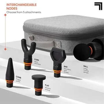 Sharper Image Powerboost Massage Gun Version 1.1 - with Attachments, Quiet Motor, Ergonomic Grip, 3-Speed Lightweight Percussion Massager, Deep Tissue Full Body Muscle Recovery & Pain Relief - Black