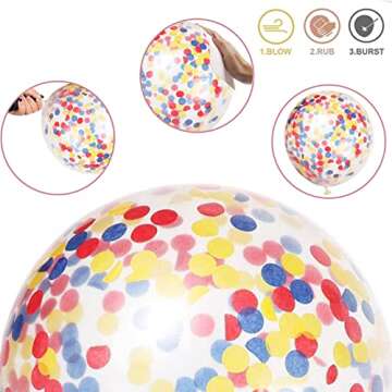 Balloons Red Blue Yellow, 12 Inch Primary Color Helium Balloons with Confetti Latex Balloons Carnival Circus Birthday Party Balloons for Kids Boys Baby Shower Wedding Toy Party Decoration Supplies