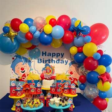 Balloons Red Blue Yellow, 12 Inch Primary Color Helium Balloons with Confetti Latex Balloons Carnival Circus Birthday Party Balloons for Kids Boys Baby Shower Wedding Toy Party Decoration Supplies