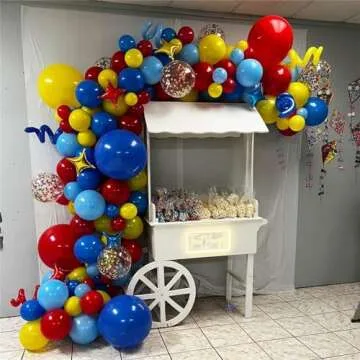 Balloons Red Blue Yellow, 12 Inch Primary Color Helium Balloons with Confetti Latex Balloons Carnival Circus Birthday Party Balloons for Kids Boys Baby Shower Wedding Toy Party Decoration Supplies