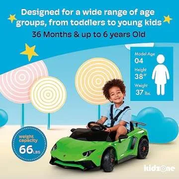 Kidzone Kids Electric Ride On 12V Licensed Lamborghini Aventador Battery Powered Sports Car Toy with 2 Speeds, Parent Control, Sound System, LED Headlights & Hydraulic Doors - White