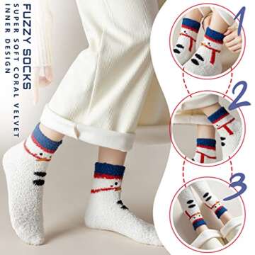 TEHOOK Fuzzy Christmas Socks for Women & Girls - 6 Pairs
