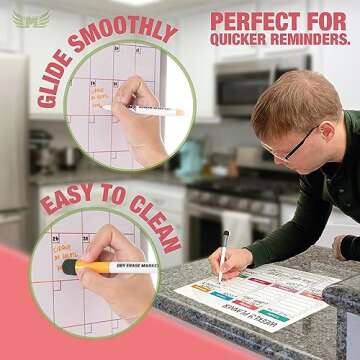 Magnetic Calendar for Fridge Set of 3 13”x17” Vertical Magnetic Fridge Calendar Dry Erase, Weekly Planner Magnetic Fridge to-do List Family Calendar for Fridge with 6 Dry Erase Pens by Mommy Marvel