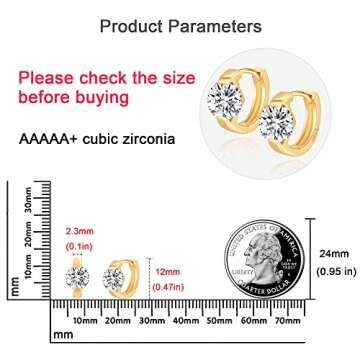 NEOSHOW Small Gold Hoop Earrings with Cubic Zirconia - Perfect Minimalist Jewelry Gift for Women