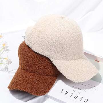 Warm Winter Fuzzy Baseball Cap - Fluffy Teddy Fleece Faux Lamb Wool Hat