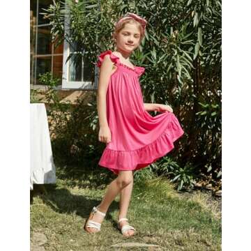 PATPAT 3 Packs Girl Toddler Dresses Sleeveless Flamingo Striped Toddler Casual Dresses 5-6 Years Multicoloured