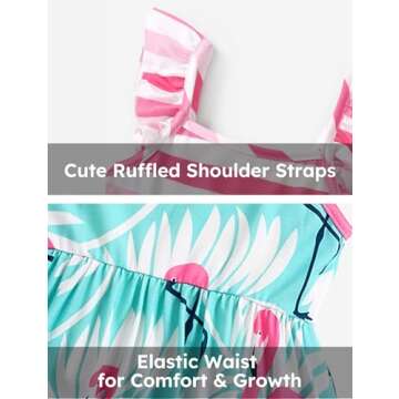 PATPAT 3 Packs Girl Toddler Dresses Sleeveless Flamingo Striped Toddler Casual Dresses 5-6 Years Multicoloured