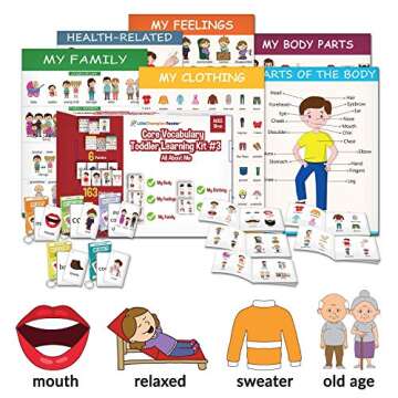 Little Champion Reader Teach Core Vocabulary Toddler Learning Kit 3 - Teaches Body Parts, Feelings, Family, Clothing and Health Vocabulary All-About-Me First Words