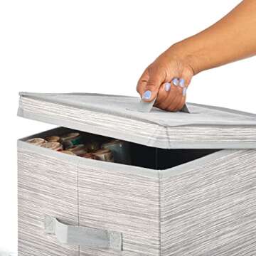 mDesign Tall Gift-Wrapping Paper Storage Box with Handles, Holder for Christmas and Holiday Organize...