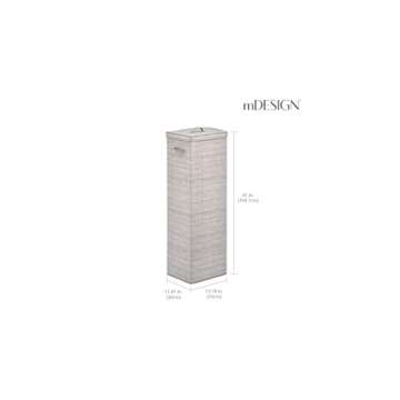 mDesign Tall Gift-Wrapping Paper Storage Box with Handles, Holder for Christmas and Holiday Organizer Container - Removable Lid for Rolls of Wrap, Inside Closet Storage Totes, Stripe, Taupe/Tan