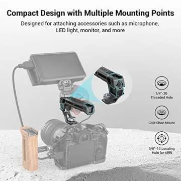 SmallRig Top Handle with 3/8"-16 Locating Pins for ARRI Grip for Camera Cage, Universal Video Rig with 5 Cold Shoe Adapters to Mount DSLR Camera with Microphone/LED Light/Monitor - 3765