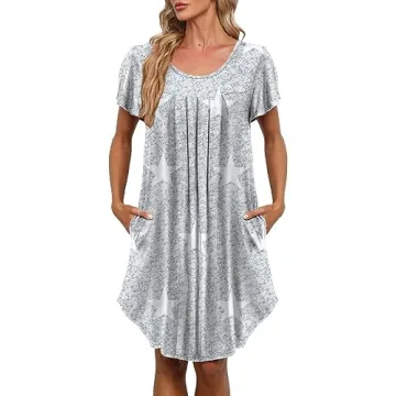 Soft Pleated Nightgown & Pajama Dress for Comfort