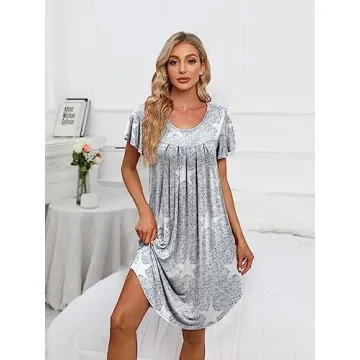 Soft Pleated Nightgown & Pajama Dress for Comfort