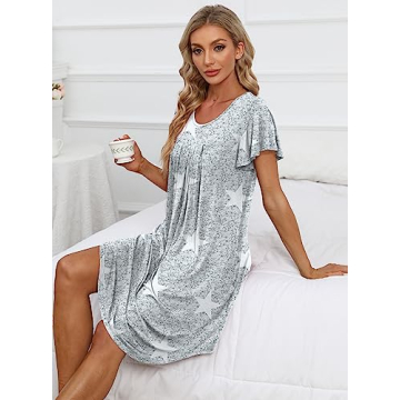 Soft Pleated Nightgown & Pajama Dress for Comfort