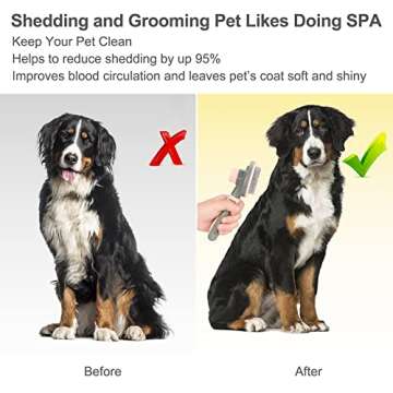 Cat Hair Brush, Dog Shedding and Grooming Brush with Ultra Long Bristle and Easy Cleaning Button, Shurertjia Pet Hair Slicker Brush, Easily Removes Floating Hair, Loose Fur, Mats & Tangles (Pink)