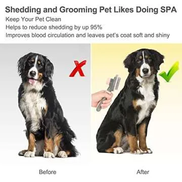 Cat Hair Brush, Dog Shedding and Grooming Brush with Ultra Long Bristle and Easy Cleaning Button, Shurertjia Pet Hair Slicker Brush, Easily Removes Floating Hair, Loose Fur, Mats & Tangles (Pink)