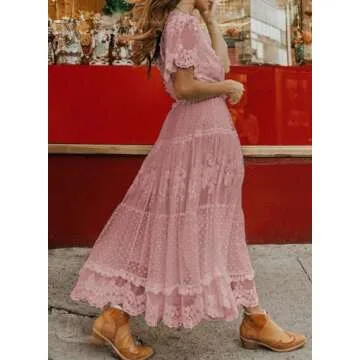 Bdcoco Floral Lace Maxi Dress for Women - Stylish and Comfortable