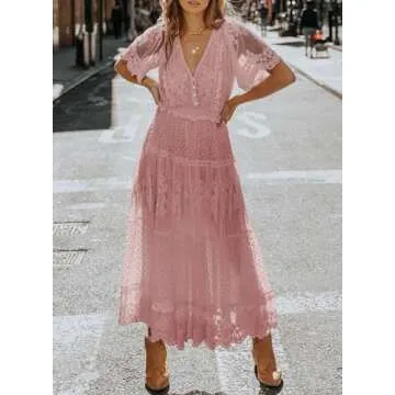 Bdcoco Floral Lace Maxi Dress for Women - Stylish and Comfortable