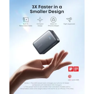 Anker Nano Portable Charger with Retractable USB-C Cable