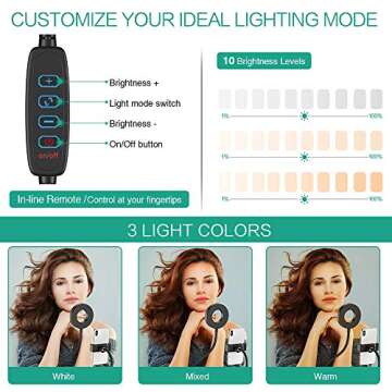 Universal Selfie Ring Light with Flexible Mobile Phone Holder Lazy Bracket Desk Lamp LED Light for Live Stream Office Kitchen
