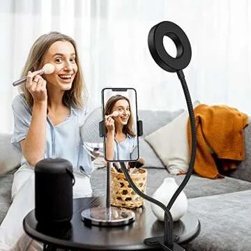 Universal Selfie Ring Light with Flexible Mobile Phone Holder Lazy Bracket Desk Lamp LED Light for Live Stream Office Kitchen
