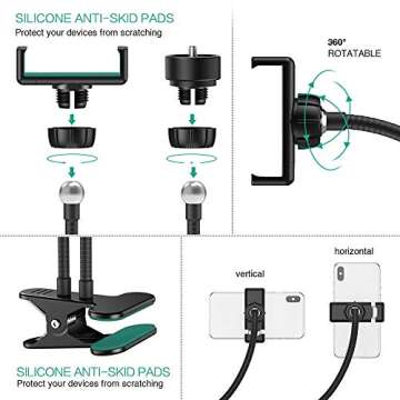 Universal Selfie Ring Light with Flexible Mobile Phone Holder Lazy Bracket Desk Lamp LED Light for Live Stream Office Kitchen