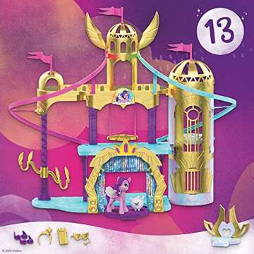 My Little Pony: A New Generation Movie Royal Racing Ziplines - 22-Inch Castle Playset Toy with 2 Moving Ziplines, Princess Pipp Petals Figure