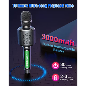 XZL Bluetooth Karaoke Microphone for Kids & Adults, Wireless Rechargeable Mic with Built-in Stereo Speaker, Echo｜Duet Mode｜Recording｜Music Playback, Premium Leather Handle, Portable Storage Case