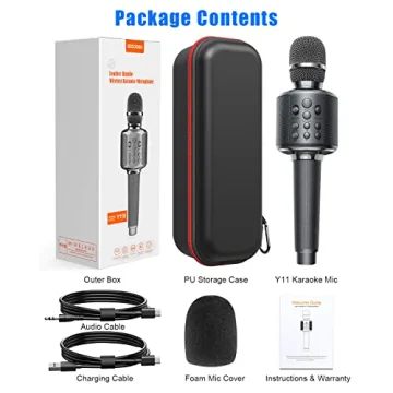 XZL Bluetooth Karaoke Microphone for Kids & Adults, Wireless Rechargeable Mic with Built-in Stereo Speaker, Echo｜Duet Mode｜Recording｜Music Playback, Premium Leather Handle, Portable Storage Case